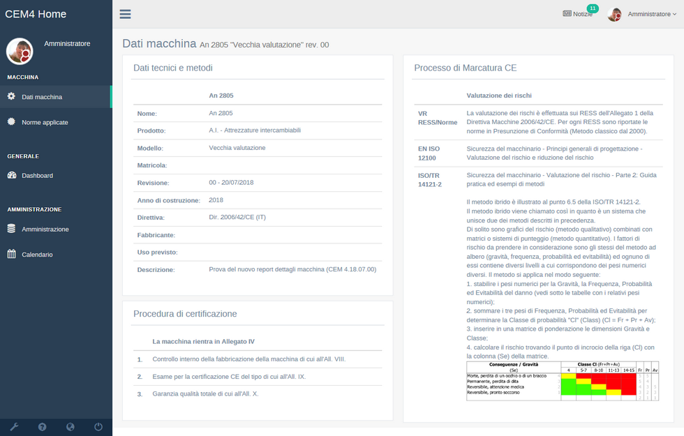 La pagina Dati macchina della Home Macchina (Layout 3) La pagina Dati macchina della Home Macchina (Layout 3)