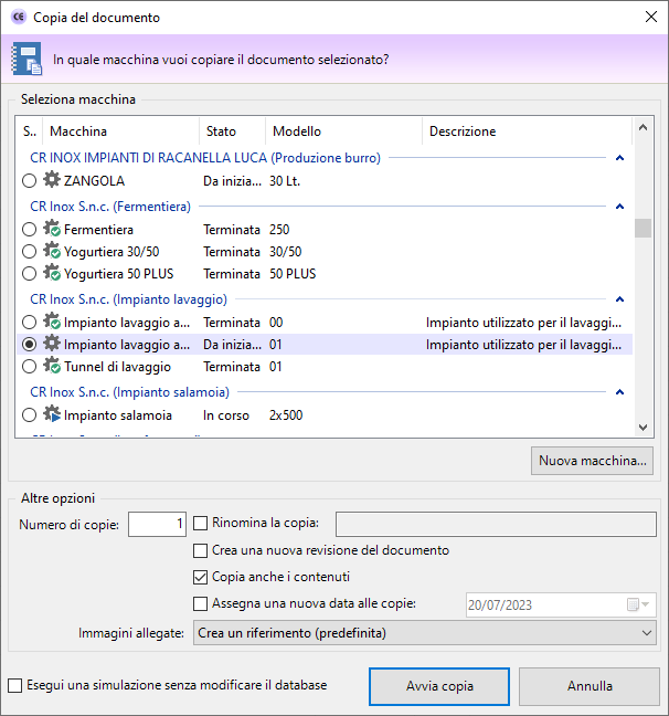 Finestra di copia di un documento Finestra di copia di un documento