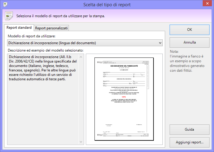 Scelta del tipo report Scelta del tipo report