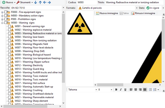 Finestra gestione cartelli Finestra gestione cartelli