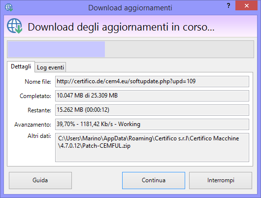 Avanzamento e controllo del download Avanzamento e controllo del download
