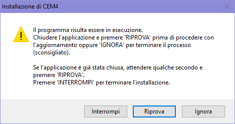 Ci sono istanze del software ancora in esecuzione Ci sono istanze del software ancora in esecuzione