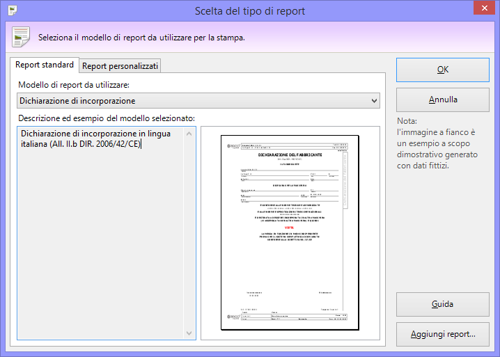 Elenco dei report installati
