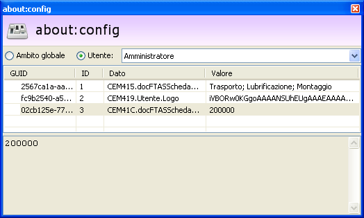 Finestra "about:config" Finestra "about:config"