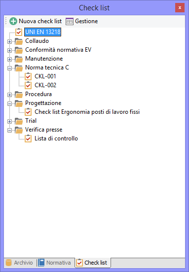 Pannello Check List Pannello Check List