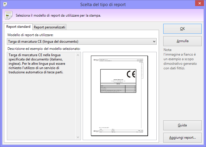 Scelta del tipo report Scelta del tipo report