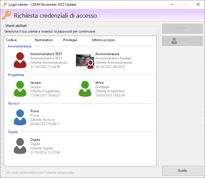 Richiesta credenziali utente superiore Richiesta credenziali utente superiore