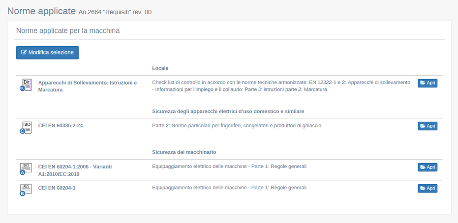 La pagina Norme applicate (Layout 3) La pagina Norme applicate (Layout 3)