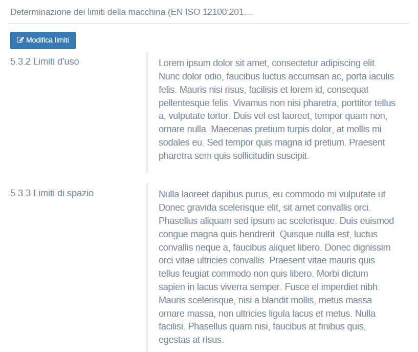 Pagina "Limiti macchina" Pagina "Limiti macchina"